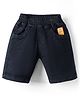 Little Kangaroos Woven Knee Length Washed Denim Shorts With Patch - Black