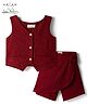 Arias Woven Sleeveless Textured Solid Top & Skort Set - Maroon