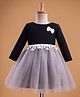 Enfance Full Sleeves Bow Applique Detailed Lace Embellished Dress - Black