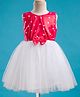 Enfance Sleeveless Polka Dots Printed Pearl Embellished & Floral Applique Detailed Knee Length Dress - Red