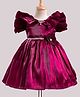 Enfance Half Ruffle Sleeves Stone Embellished Floral Applique Detailed Knee Length Dress - Wine