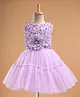 Enfance Sleeveless Beads & Stone Embellished Floral Applique Detailed Knee Length Dress - Lavender