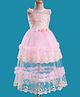 Enfance Sleeveless Stone Embellished Floral Embroidered & Applique Detailed Knee Length Dress - Pink