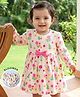 Babyhug 100% Cotton Knit Full Sleeves Floral Printed Frock With Bloomer - Pink