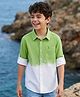 Pine Kids Cotton Woven Full Sleeves Ombre Shirt - Green & White