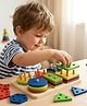 Play Nation Wooden Geometric Shape Sorting Stacker Puzzle| Geometric Shape Blocks| Montessori Learning| Counting & Color Recognition| Early Learning| Fine Motor Skill| Activity Gift| BIS Certified