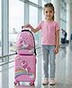 Babyhug Kids Travel Trolley Suitcase 18 inch with Wheels & Backpack 15 inch Set Shock-Resistant Shell Telescopic Handle Water-Resistant Smooth Wheels Lightweight Carry-On|Easy Zipper Closure- Pink