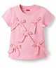 Babyhug Cotton Knit Half Sleeves Top With Bow Applique & Pearls - Pink