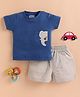 Wonderchild Half Sleeves Elephant Patch Detailed Tee With Shorts Set - Indigo & Fawn