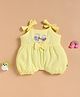 Wonderchild Sleeveless Cats Embroidered Bow Applique Detailed & Striped Romper - Lemon