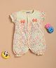Wonderchild Half Sleeves Floral Printed Bow Applique Detailed Romper - Light Lemon