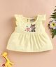 Wonderchild Half Sleeves Deer Embroidered Knee Length Dress - Lemon