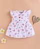 Wonderchild Cap Sleeves Hearts Printed Frill Detailed Knee Length Dress - White