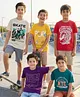 Pine Kids Cotton Knit Half Sleeves Sports Theme & Text Printed T-Shirts Pack Of 5 - Multicolour