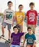 Pine Kids Cotton Knit Half Sleeves Sports Theme & Text Printed T-Shirts Pack Of 5 - Multicolour