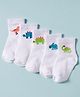 Doodle Poodle Cotton Knit Ankle Length Socks With Dino Print Pack Of 5 - White
