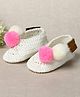 Funkrafts Pom Pom Embellished Crochet Handmade Booties - White & Pink