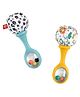 Fisher-Price Rattle n Rock Maracas Set of 2 Baby Rattles Newborn Toys Neutral Colors - Blue & Yellow