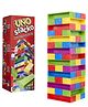 Mattel Games UNO Stacko for Kids & Family with Colored Stacking Blocks & Tray Skill-Based Balancing Game 45 Pieces - Multicolor