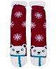 Butterthief Wool Knit Snowflakes & Bear Designed Plush Detailed Socks - Red