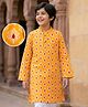 Pine Kids Cotton Woven Full Sleeves Kurta With Floral Print - Rust