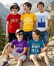 Pine Kids Cotton Knit Half Sleeves Text Printed T-Shirts Pack Of 5 - Multicolour