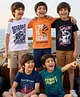 Pine Kids Cotton Knit Half Sleeves Beach Theme & Vehicles Printed T-Shirts Pack of 5 - Multicolour