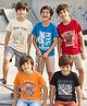 Pine Kids Cotton Knit Half Sleeves Sports & Text Theme Printed T-Shirts Pack Of 5 - Multicolour