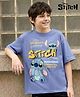 Pine Kids Disney 100% Cotton Knit Half Sleeves T-Shirt With Lilo & Stitch Graphics - Purple