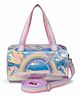 HAPPY HUES Rainbow Holographic Kids Duffle Bag - Water Resistant & Lightweight Overnighter for Picnic, Gym, & School (Multi-Color)