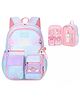 Happy Hues 12 Inches Rainbow Pastel 7.2L Kawaii School Backpack for Girls with Cute Rainbow Charm & Padded Straps-Blue