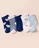 Doodle Poodle Cotton Knit Ankle Length Socks With Bear Design Pack of 5 - Cream & Blue