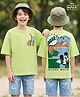 Pine Kids Disney 100% Cotton Knit Half Sleeves T-Shirt With Mickey Mouse & Friends Front & Back Print -light Green
