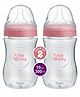 BeeBaby Ease Wide Neck Baby Feeding Bottle with Fast Flow Anti-Colic Soft Silicone Nipple. For Infants, Newborn, Babies. - 300 ML | 100% BPA Free. (Pink) (Pack of 2) 8 Months +