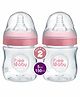 BeeBaby Ease Wide Neck Baby Feeding Bottle with Medium Flow Anti-Colic Soft Silicone Nipple. For Infants, Newborn, Babies. - 150 ML | 100% BPA Free. (Pink) (Pack of 2) 4 Months +