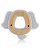 BeeBaby Elephant Shape 2 in 1 Soft Silicone & Beech Wood Teether for 6 to 12 months, BPA Free Teething Toy for Babies with Textured Surface for Soothing Gums. (Elephant - Grey)