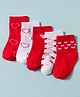 Doodle Poodle Cotton Knit Ankle Length Socks With Heart Design Pack Of 5 - Red & White