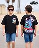 Pine Kids Disney 100% Cotton Knit Half Sleeves T-Shirt With Micky Mouse & Friends Front & Back Print - black
