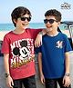 Pine Kids Disney Single Jersey Knit Half Sleeves T-Shirts with Mickey Mouse Graphic Pack of 2 - Navy Blue & Red