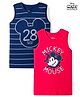 HoneyHap Disney Single Jersey Knit Sleeveless Tank T-Shirt with Mickey Mouse Print Pack of 2 - Navy & Red