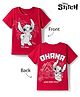 HoneyHap Disney Single Jersey Knit Half Sleeves T-Shirt with Front & Back Lilo & Stitch Print - Red