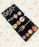 SKD Set of 5 Star & Abstract Detailed Stone Embellished Hair Clips - Brown