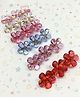 SKD Set Of 6 Crystal Floral Applique Detailed Hair Clips - Red Blue & White