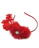 SKD Floral Applique & Beads Detailed Sequins Embellished Hair Band - Red