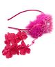 SKD Floral Applique & Beads Detailed Sequins Embellished Hair Band - Dark Pink
