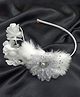 SKD Floral Applique & Beads Detailed Sequins Embellished Hair Band - White