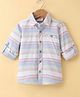 Rikidoos Cotton Woven Full Sleeves Striped Shirt - Light Blue