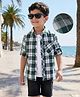 Rikidoos Cotton Woven Full Sleeves Checks Shirt With Attached Inner Tee - Green