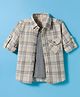 Rikidoos Cotton Woven Full Sleeves Checks Shirt With T-Shirt - Beige & Grey
