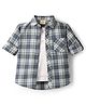 Rikidoos Cotton Woven Full Sleeves Checks Shirt With Attached Inner Tee - Grey & White